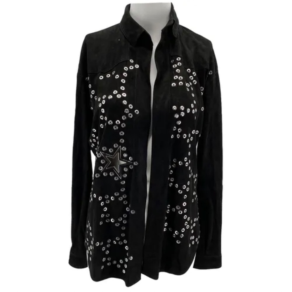 Anthony Vaccarello Black Suede with Silver Stars Size 38